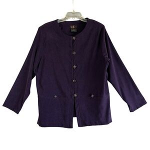 R&K ORIGINALS vintage Purple Longline Suede-like Polyester Blend Blazer Size 16